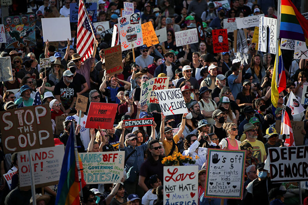 Anti-Trump 'Hands Off!' protest, in Los Angeles