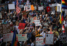 Anti-Trump 'Hands Off!' protest, in Los Angeles