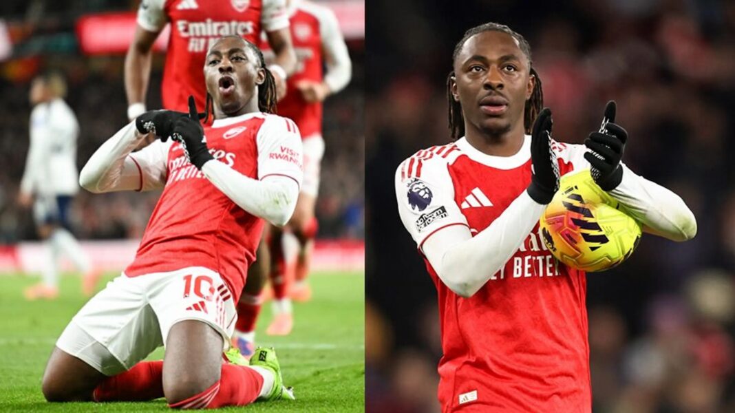 Composite-showing-two-shots-of-Eze-celebrating-v-Spurs